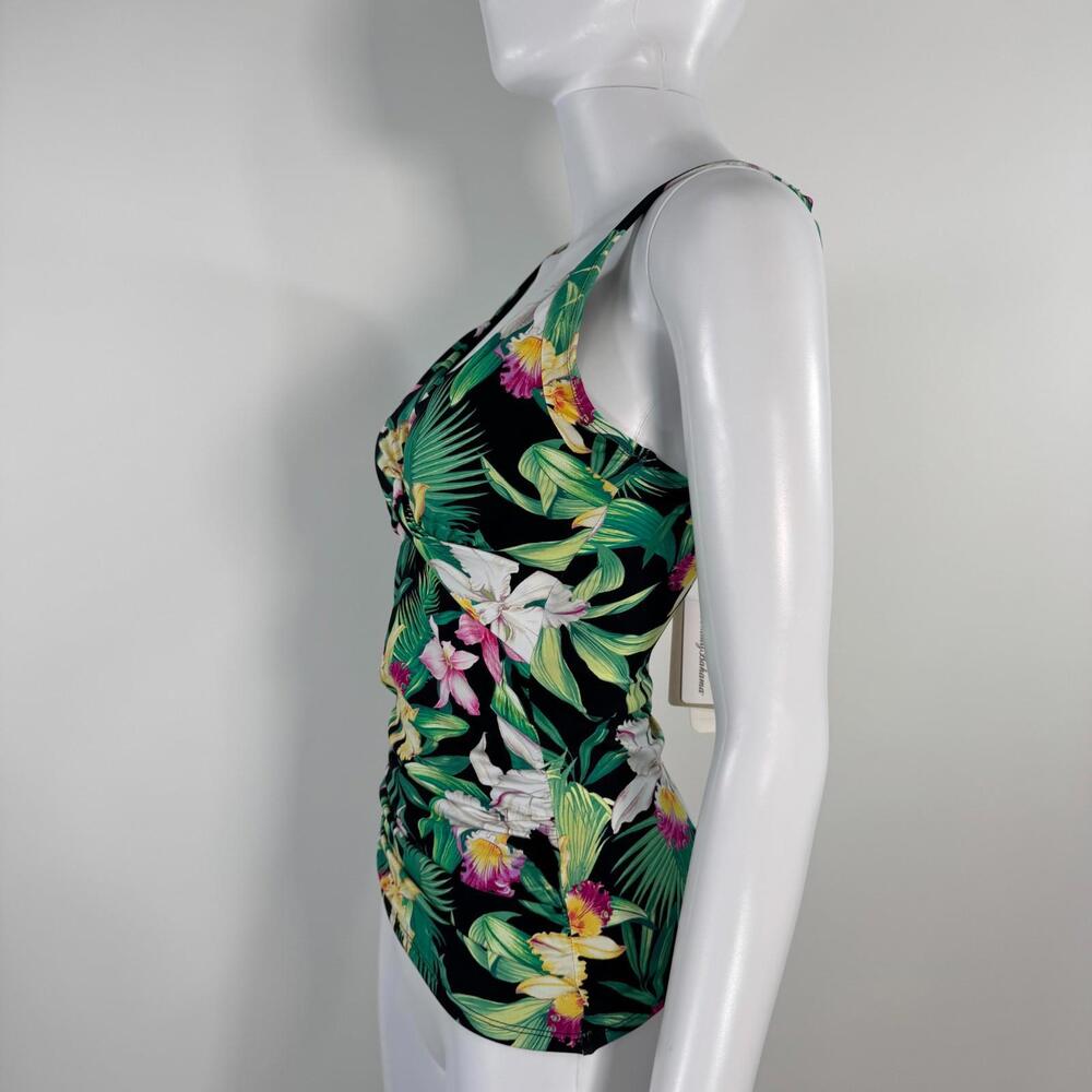 Tommy Bahama Orchid Garden Underwire Tankini Swim Top Women’s Size XS Black New - Picture 4 of 11